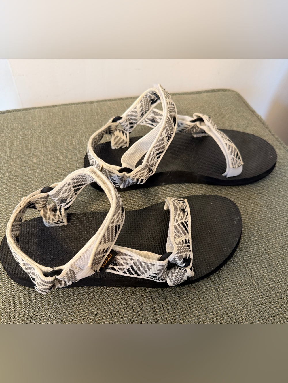 Teva Women's Black and White Geometric Strap Sandals - Picture 3 of 5
